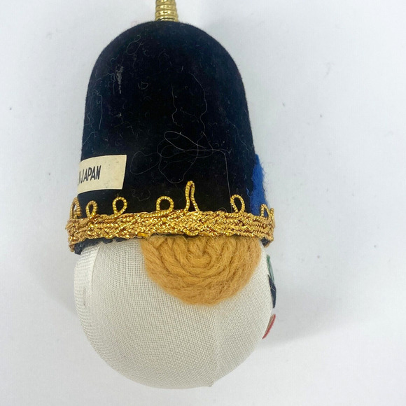 Vintage Japan Ornaments Soldier Head Nylon Felt Yarn Christmas Green Blue - Picture 3 of 15
